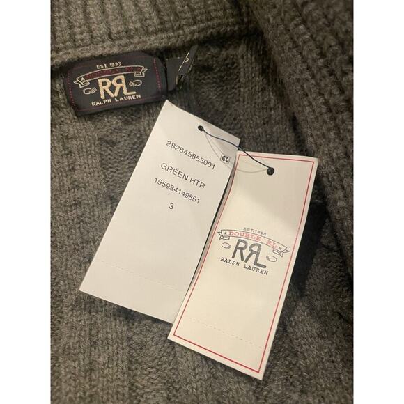 Double RL Ralph Lauren CableKnit Wool Cashmere Sweater Coat 3 M RRL Cardigan NWT - Picture 5 of 8